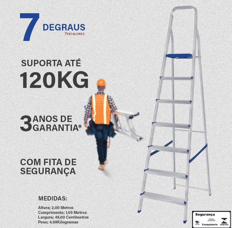 ESCADA ALUMÍNIO 7 DEGRAUS - 1