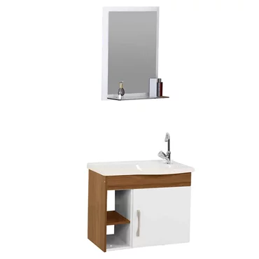 GABINETE BANHEIRO TURIM 0,55M 2 NICHOS NOGAL - 1